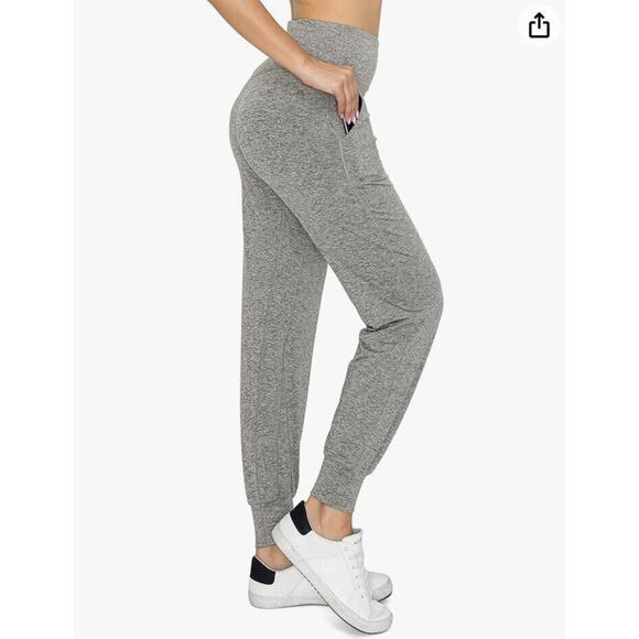 Heathered Gray Harem Fit High Waist ActiveFlex Jogger Pants Side Pockets S - Picture 16 of 16